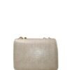 Chic Croc-Textured Beige Shoulder Bag with Golden Chain Strap