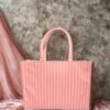 Pink Striped Canvas Tote Bag – Lightweight, Spacious & Stylish Everyday Shoulder Bag for Women