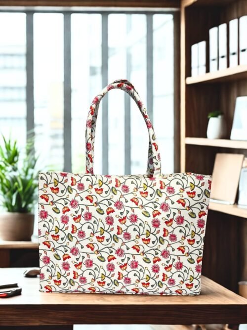 Floral Canvas Tote Bag – Eco-Friendly, Spacious & Stylish Everyday Carry Bag