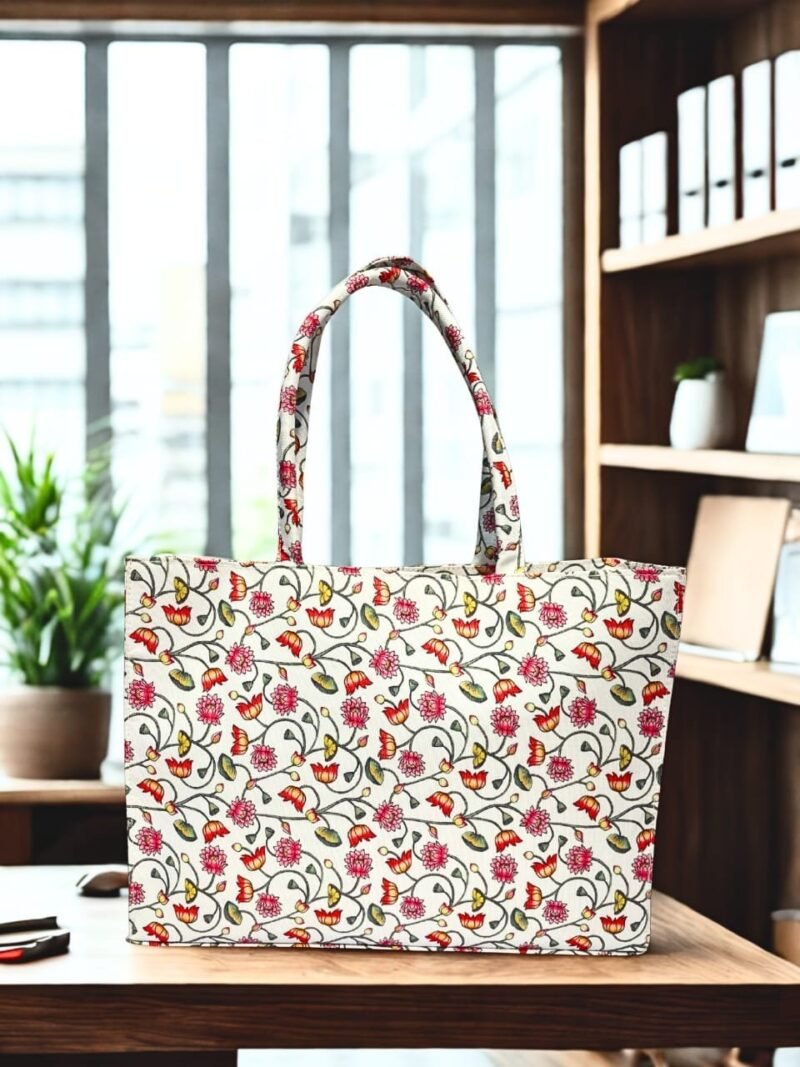Floral Canvas Tote Bag – Eco-Friendly, Spacious & Stylish Everyday Carry Bag
