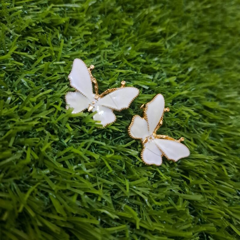 Elegant Butterfly Stud Earrings - White