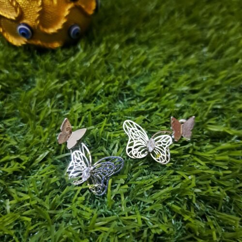 Elegant Butterfly Stud Earrings - Silver