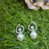 2 in 1 Classic Zircon Pearl Drop Earrings - Silver