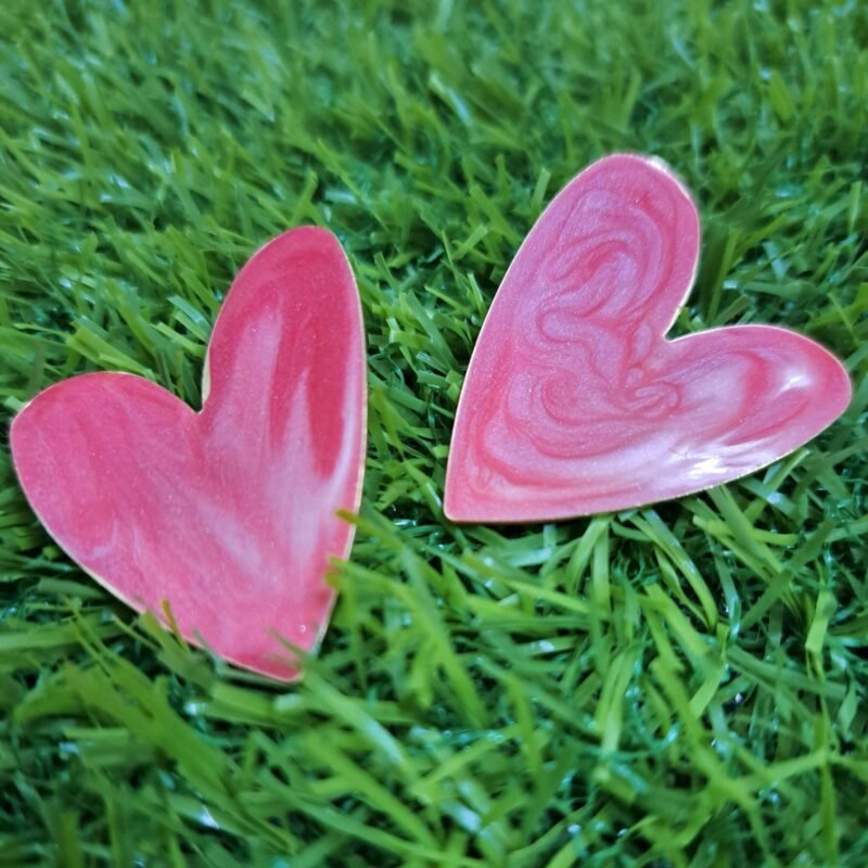 Marble Heart Love Stud Earrings - Pink