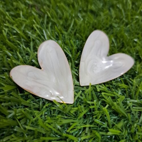 Marble Heart Love Stud Earrings - White