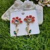 Flower Fantasy Leafy Coral Earrings - Orange
