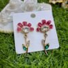 Flower Fantasy Leafy Coral Earrings - Pink