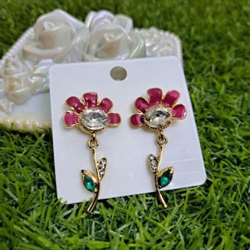 Flower Fantasy Leafy Coral Earrings - Pink