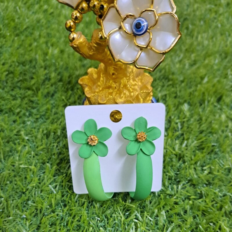 2 in 1 Trendy Hoop Earrings - Green