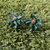 Hibiscus Flower Stud Earrings - Sea Green