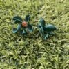 Hibiscus Flower Stud Earrings - Sea Green