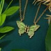 Trendy Beautiful Enamel Butterfly Pendant Locket For Girls and Women - Green