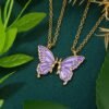 Trendy Beautiful Enamel Butterfly Pendant Locket For Girls and Women - Purple