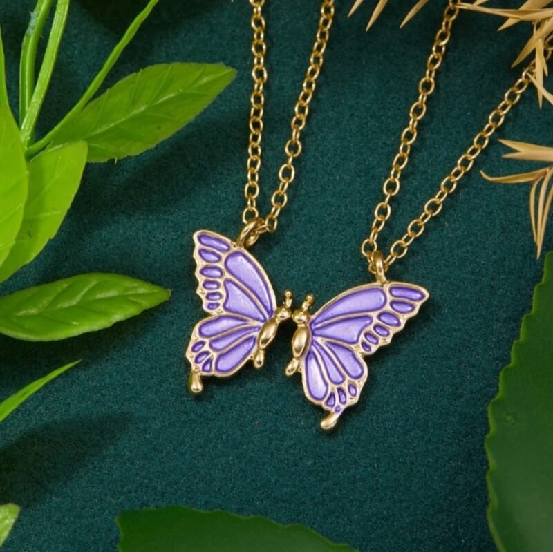 Trendy Beautiful Enamel Butterfly Pendant Locket For Girls and Women - Purple