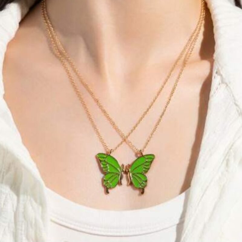 Trendy Beautiful Enamel Butterfly Pendant Locket For Girls and Women - Green