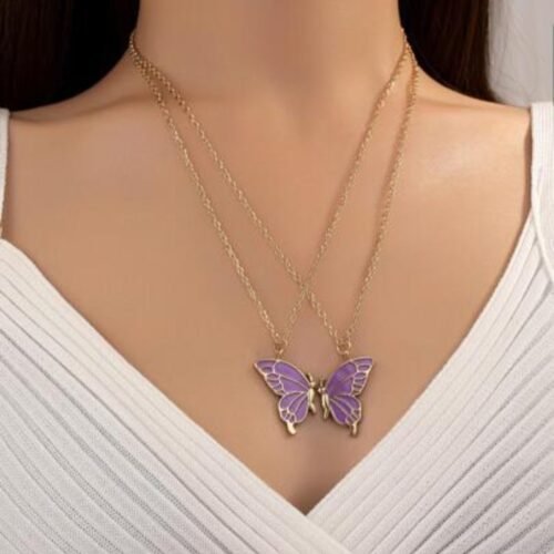 Trendy Beautiful Enamel Butterfly Pendant Locket For Girls and Women - Purple