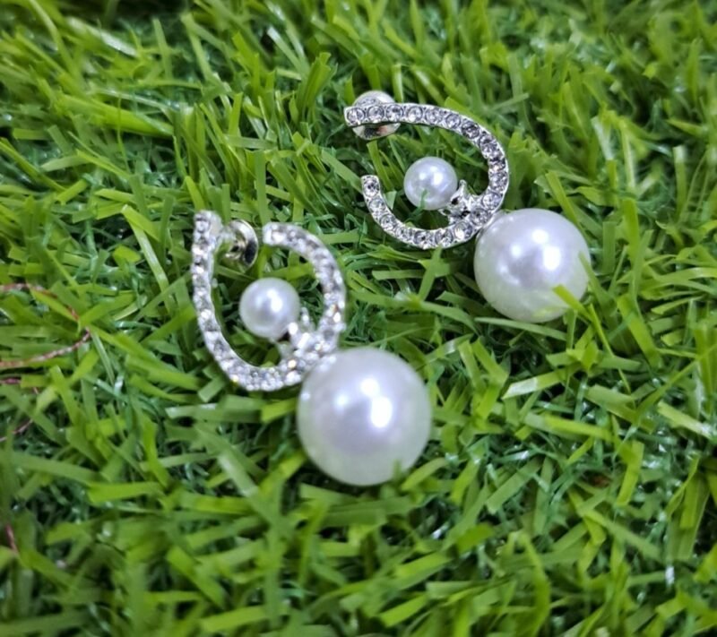 2 in 1 Classic Zircon Pearl Drop Earrings - Silver